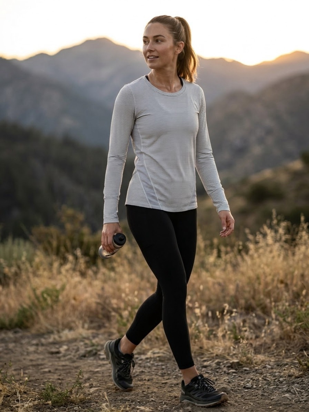 Gap Breathe Striped Long-Sleeve Crew Neck Performance Top